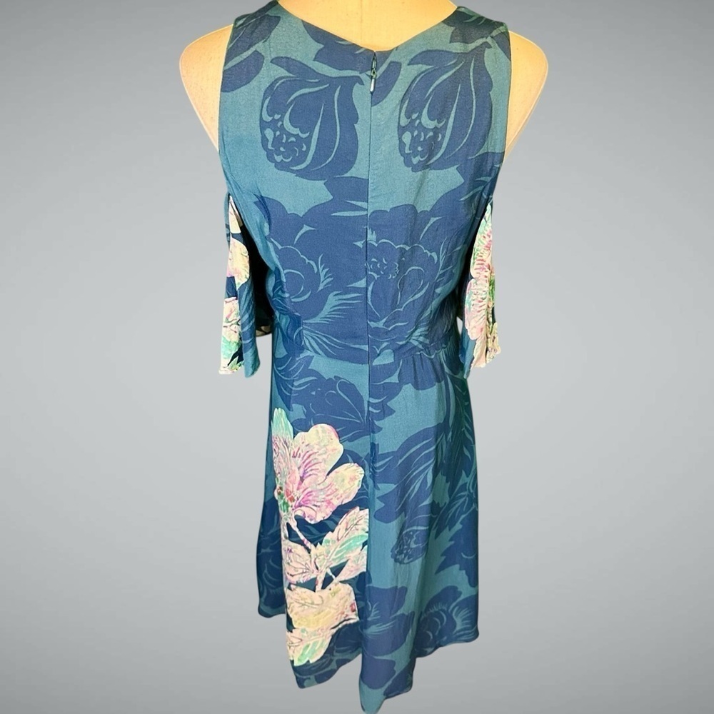 Maeve by Anthropologie ‘Elia’ Cold Shoulder Floral Print Dress in Turquoise 10 - Picture 11 of 16